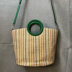 Kate Spade Jena Straw Tote with Green Handles